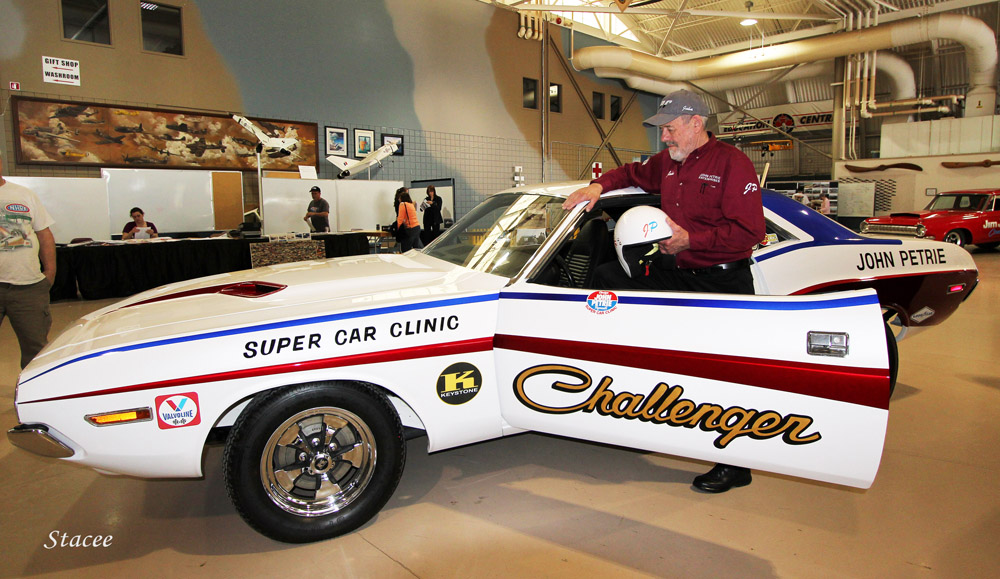 John Petrie in Mark Roelof's restored Dodge Challenger