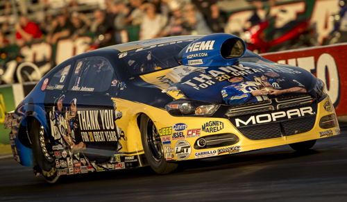 Allen Johnson roared to an impressive win in the final round for NHRA's current Pro Stock class configuration.