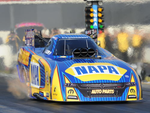 Ron Capps won in convincing style in fuel FC driving the DSR/Napa Dodge.