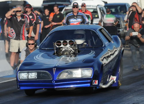 Canada's newest Nostalgia Nitro Funny Car racer - Jason Bussy qualified his "Unleashed" Firebird #8 with a 6.023 secs effort.