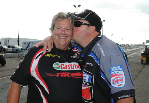 Castrol Raceway President got some unexpected extra love from IHRA's VP Scooter Peaco