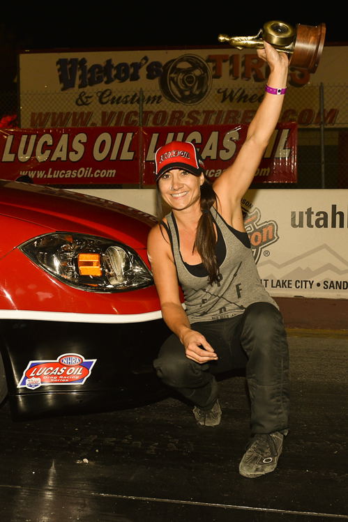 Caitlin Setters celebrates her first career NHRA LODRS event win!